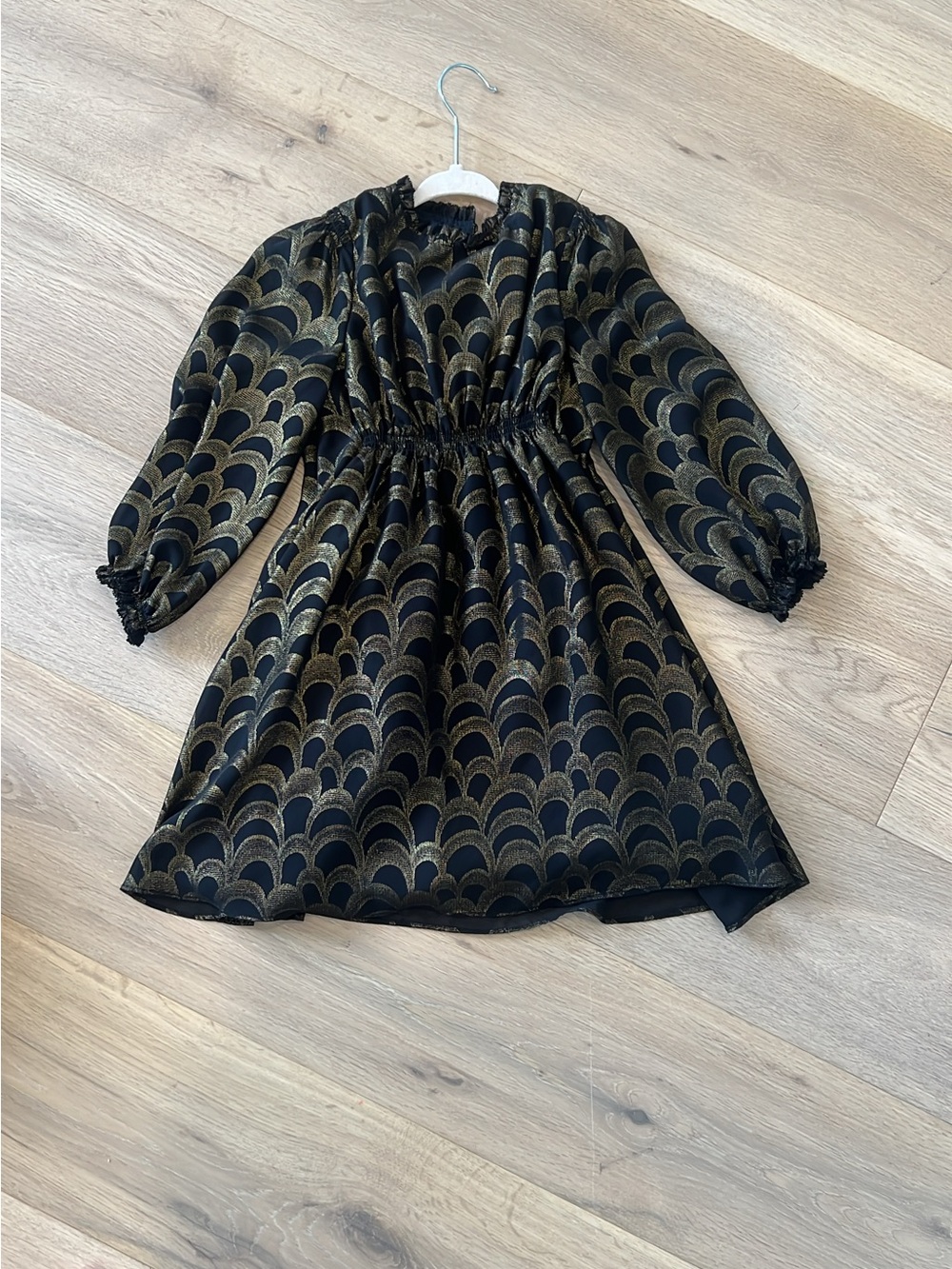 Banana Republic Black and Gold Scallop-Pattern Girls' Dress